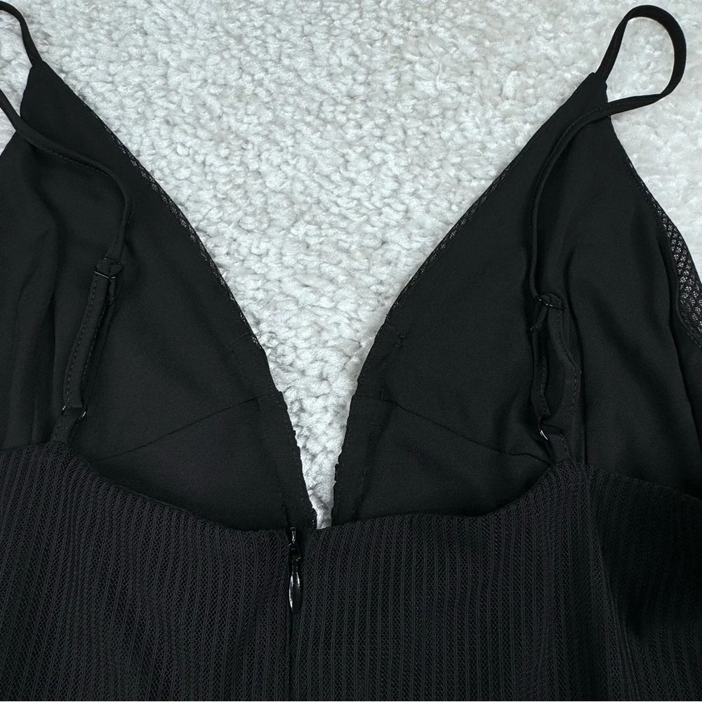 Revolve NBD Aida Dress in Black. Romantic Plunge Low Cut Neck Mini Dress. Large - Picture 10 of 14